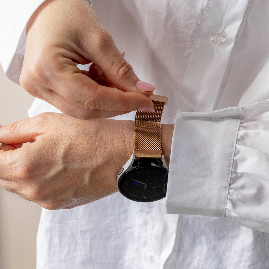 20mm Milanese Rose Gold Watch Strap With Quick Release