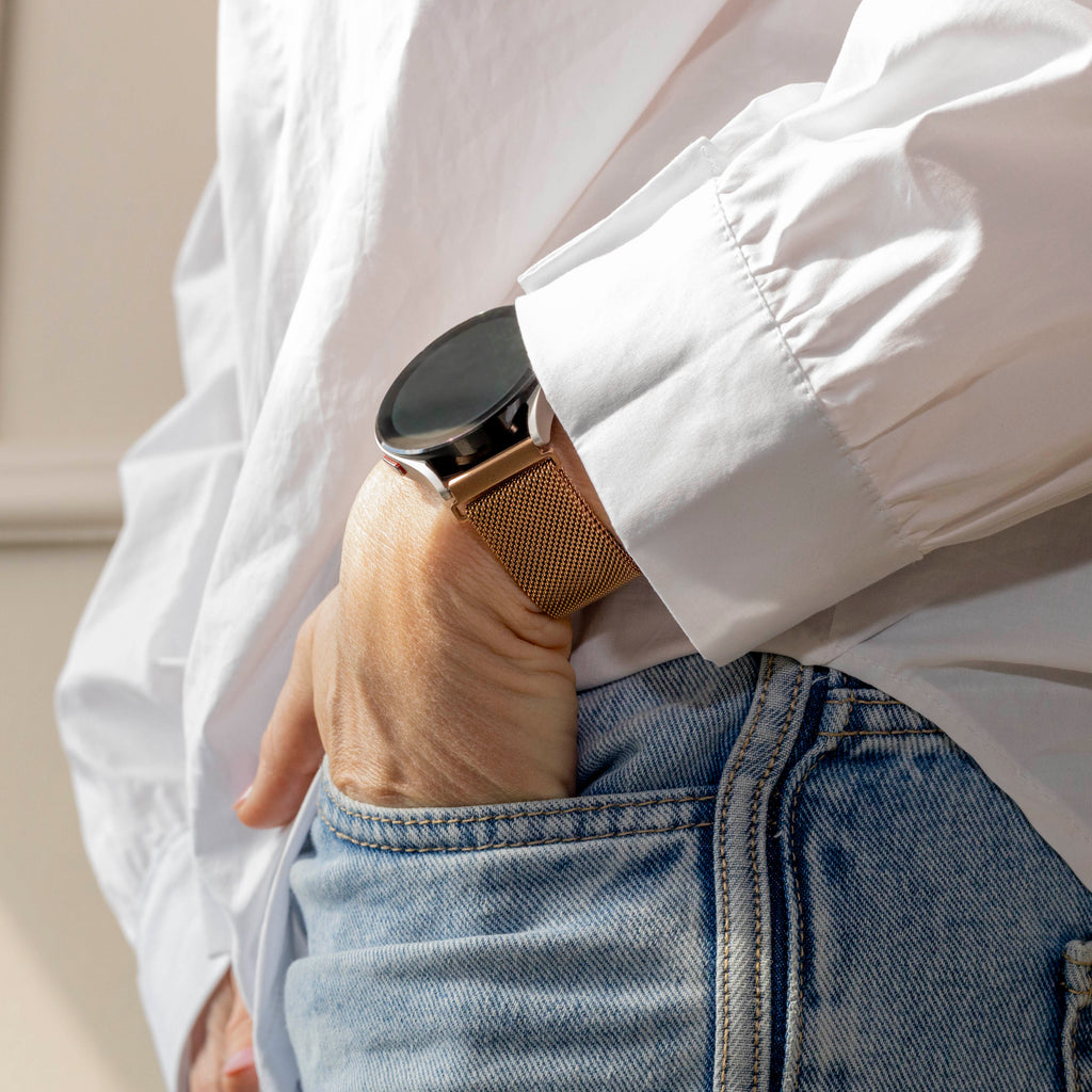 Milanese Rose Gold Band For Polar Ignite 2 Smartwatch