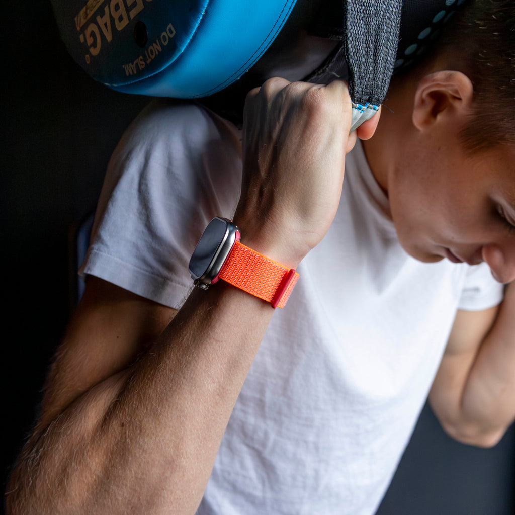 Apple Watch oranje nylon band accessoire voor horloge