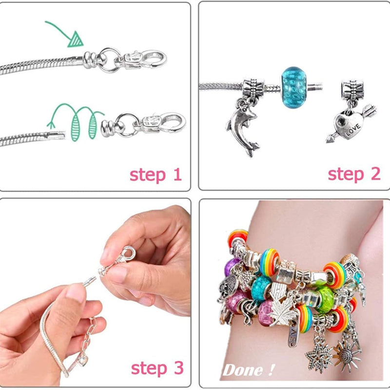 NovaJoy Girls Charm Bracelet Craft Kit For Creative Fun