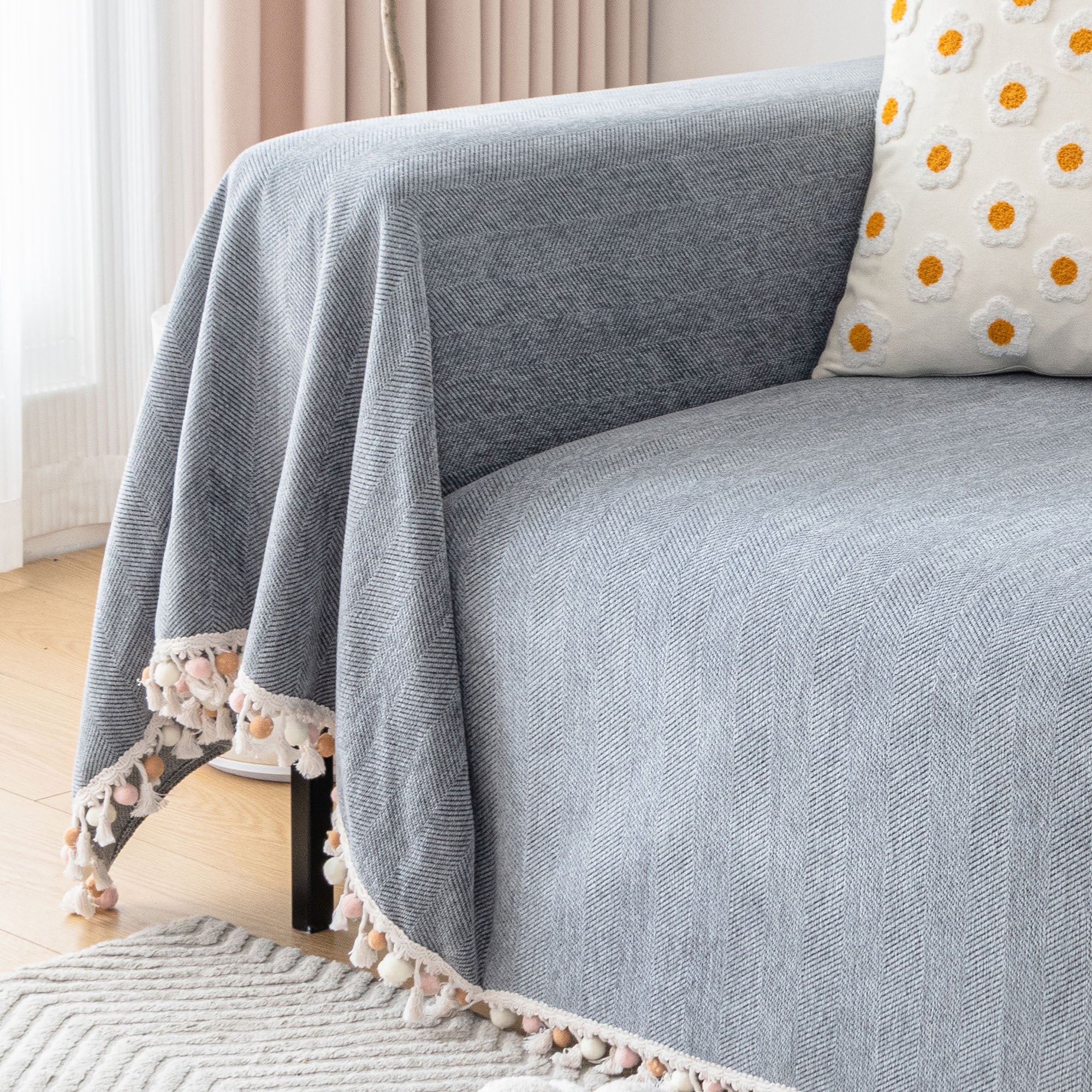 Herringbone Tassel Sofa Cover | Ormexis