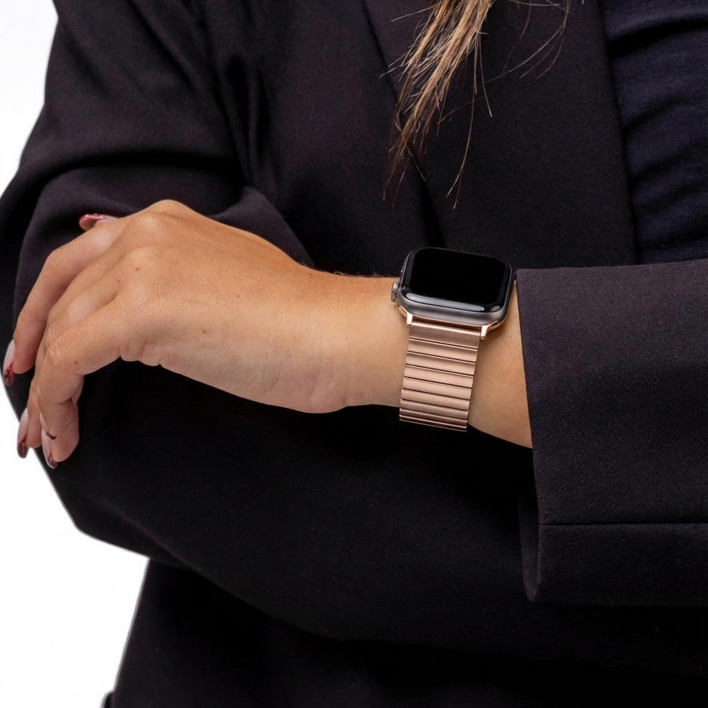 Apple Watch Elastic Stainless Steel Strap Rose Gold Daily Wear