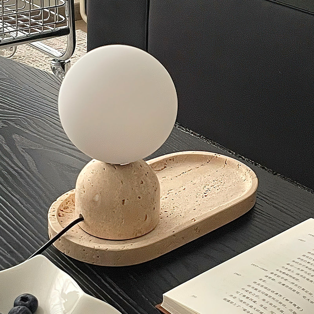 Carrara-marmeren globe-tafellamp | Ormexis