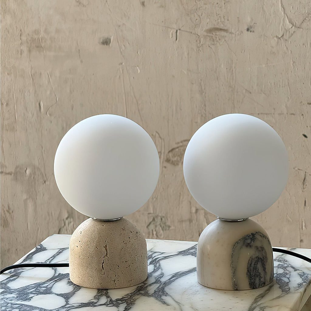 Carrara-marmeren globe-tafellamp | Ormexis