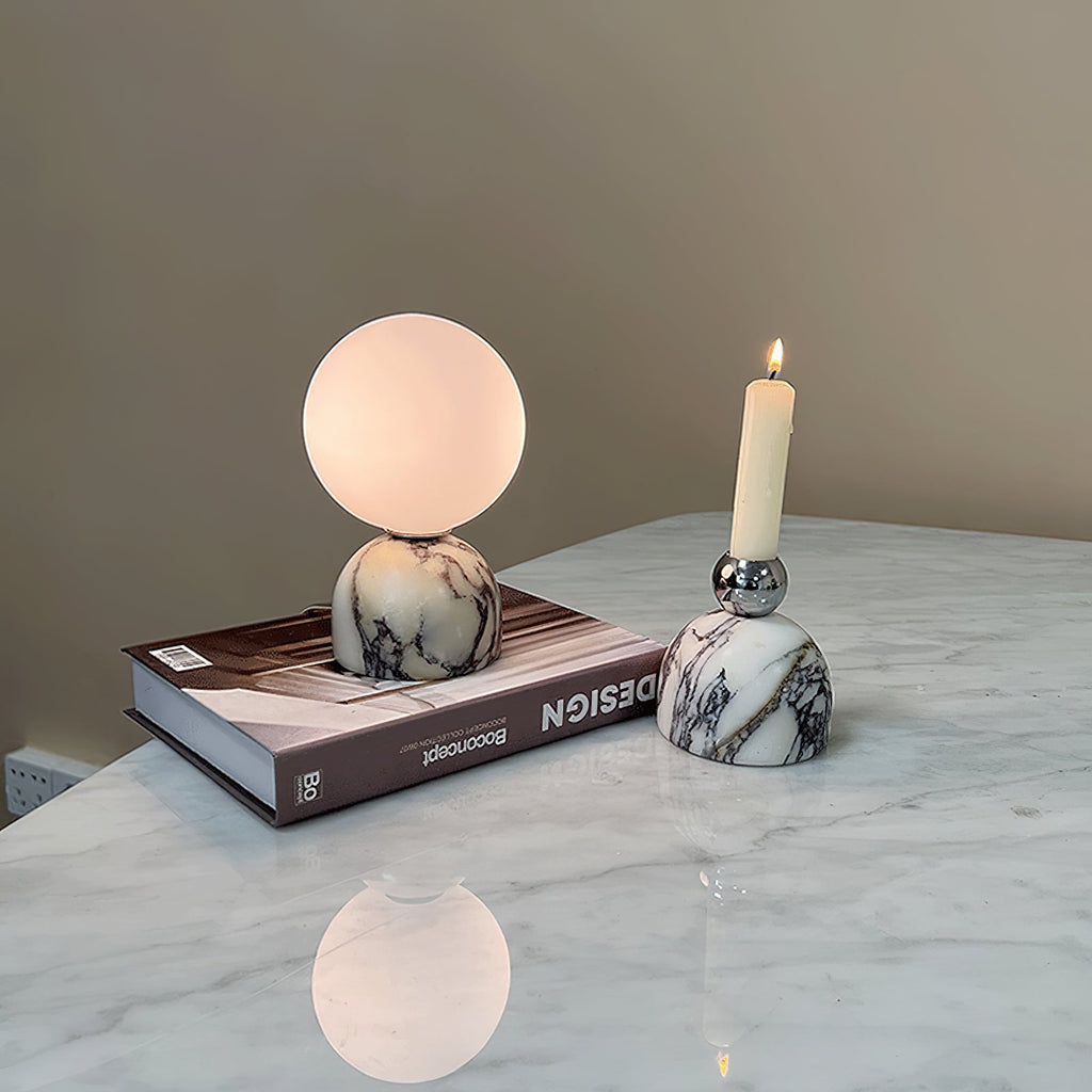 Carrara-marmeren globe-tafellamp | Ormexis
