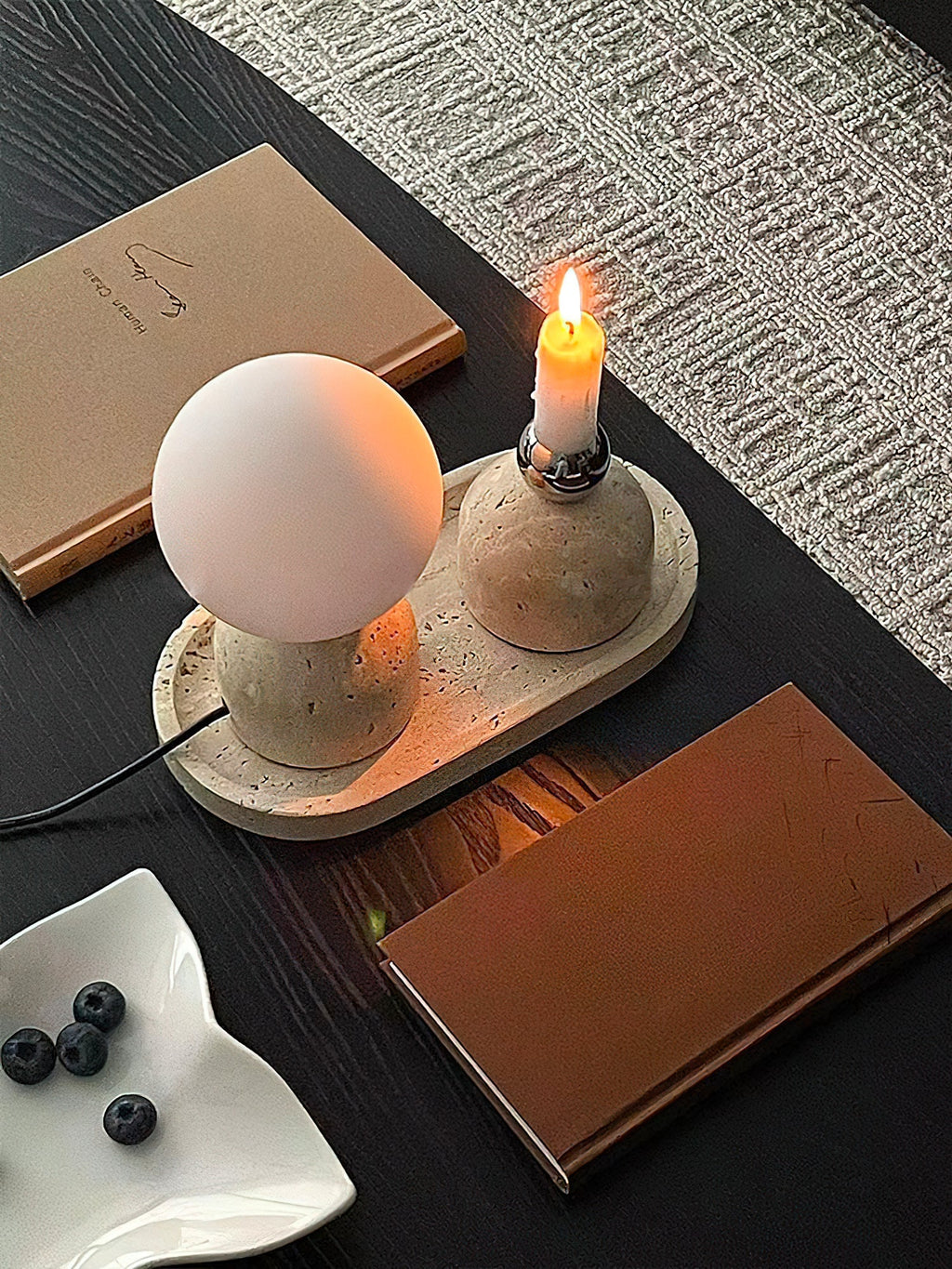 Carrara-marmeren globe-tafellamp | Ormexis