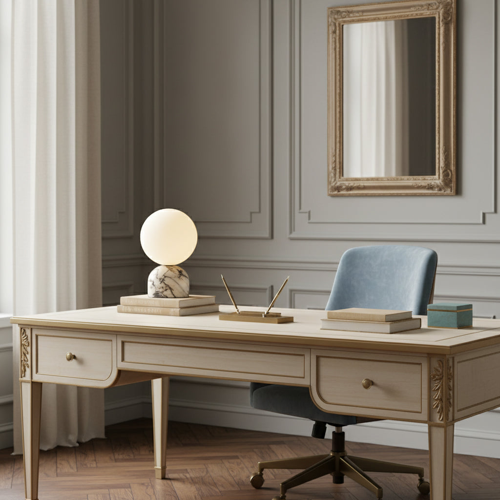 Carrara-marmeren globe-tafellamp | Ormexis