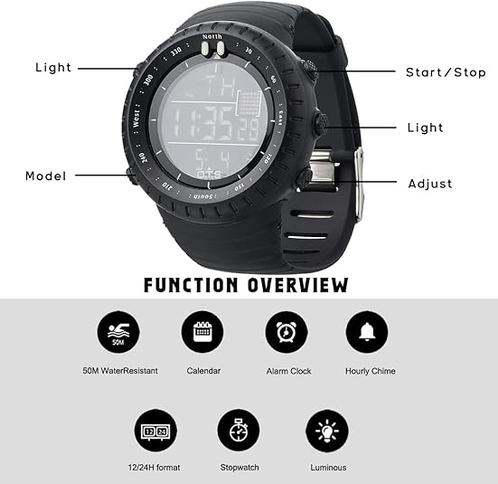 Relógio Digital Outdoor Active Gear com Iluminação LED e Resistente a Choques
