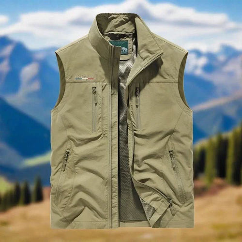 AdventurePro herenoutdoorvest met vijf zakken, lichtgewicht en waterafstotend Ormexis