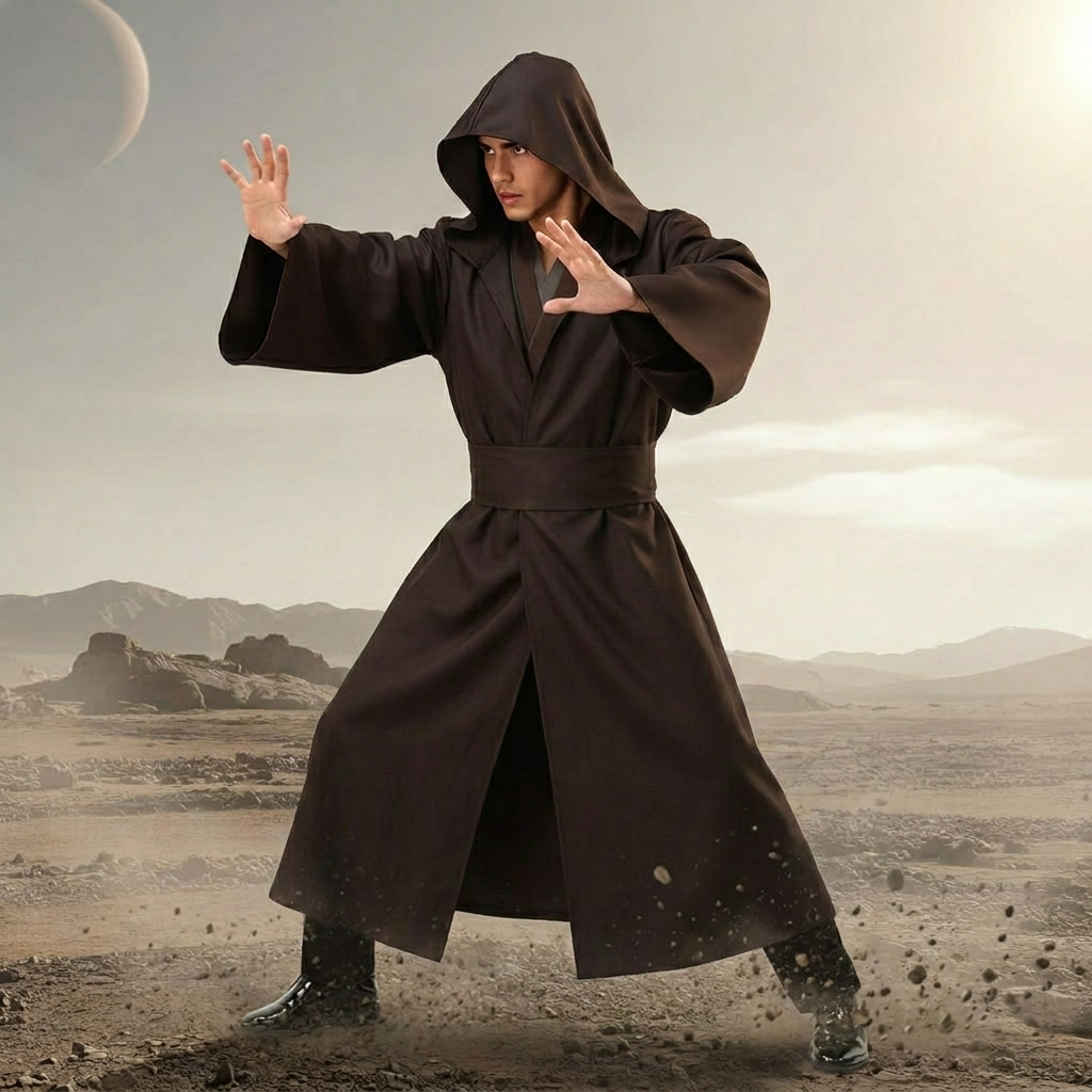 Adult Hooded Adventure Costume Set With Robe, Tunic, Pants, Belt, Pouch And Tabard - Ormexis