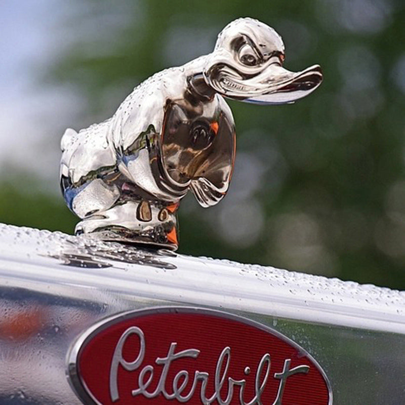Adventure Duck chromovaná kapota ozdoba, gumová nálepka pro automobilové nadšence - Ormexis