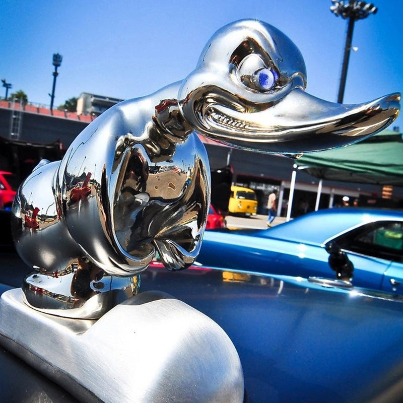 Adventure Duck chromovaná kapota ozdoba, gumová nálepka pro automobilové nadšence - Ormexis