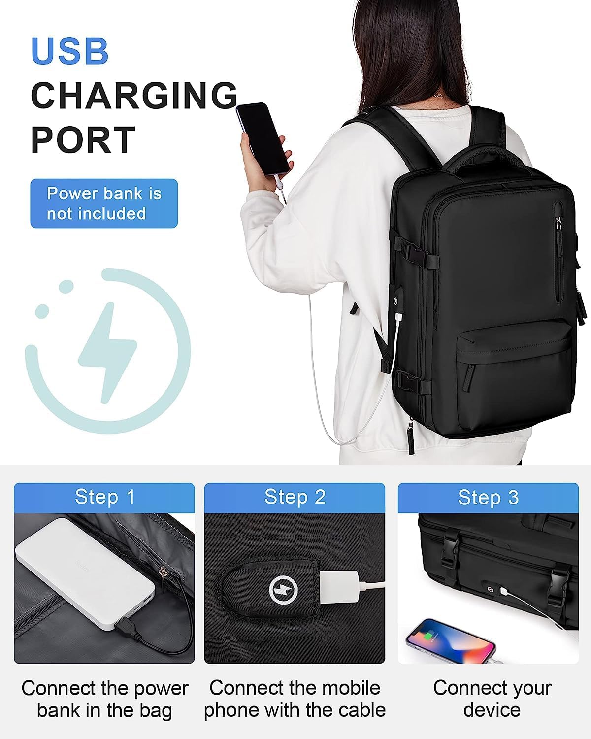 Mochila de Viagem Impermeável Adventure Ready 40L com Porta USB e Compartimento para Sapatos - Ormexis