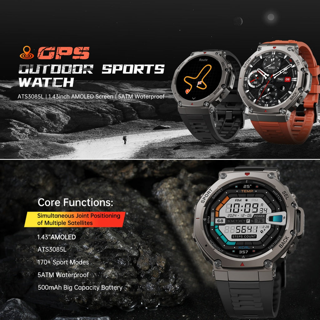 Adventure Ready Outdoor GPS Watch With 5 ATM Water Resistance - Ormexis