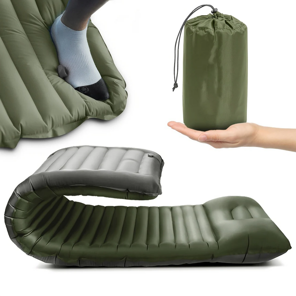 Adventure Ready Portable Inflatable Camp Mattress With Built In Foot Pump - Ormexis
