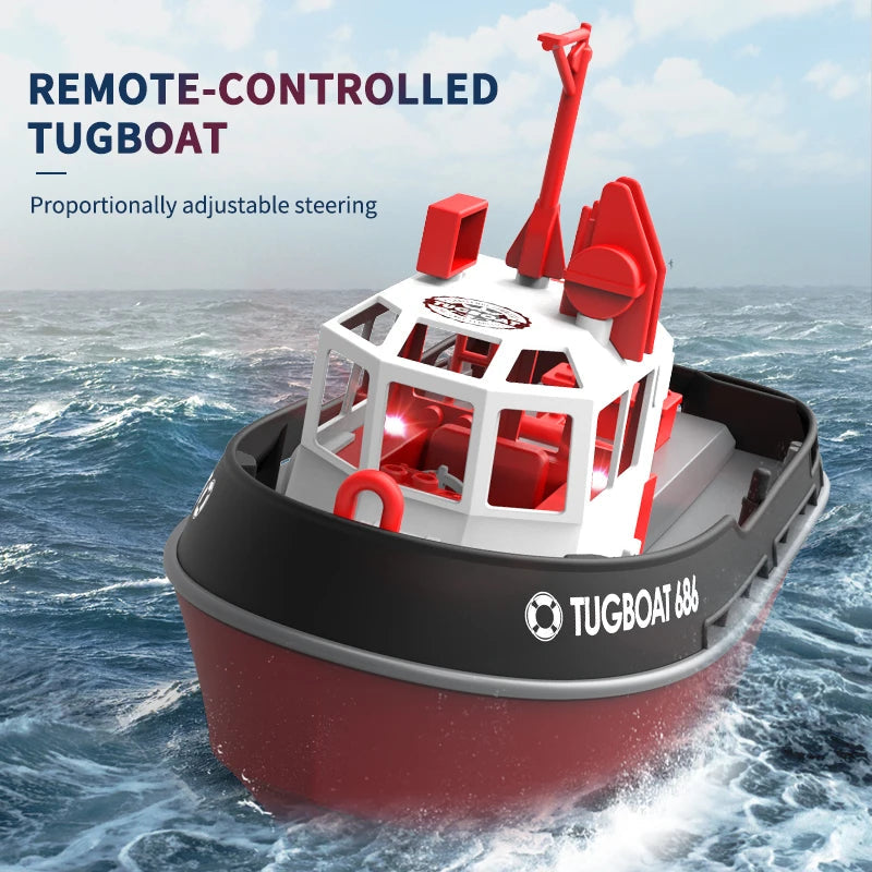 Adventure Tugboat Dual Motors RC Boat With Long Range Control For Thrilling Water Fun - Ormexis