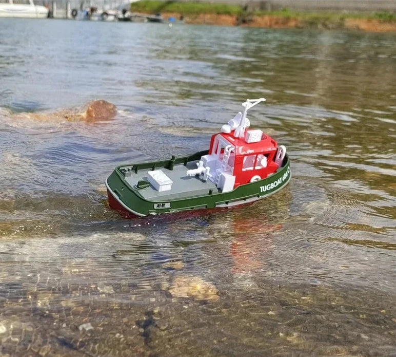 Adventure Tugboat Dual Motors RC Boat With Long Range Control For Thrilling Water Fun - Ormexis