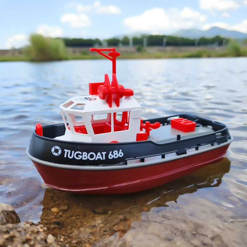 Adventure Tugboat Dual Motors RC Boat With Long Range Control For Thrilling Water Fun - Ormexis