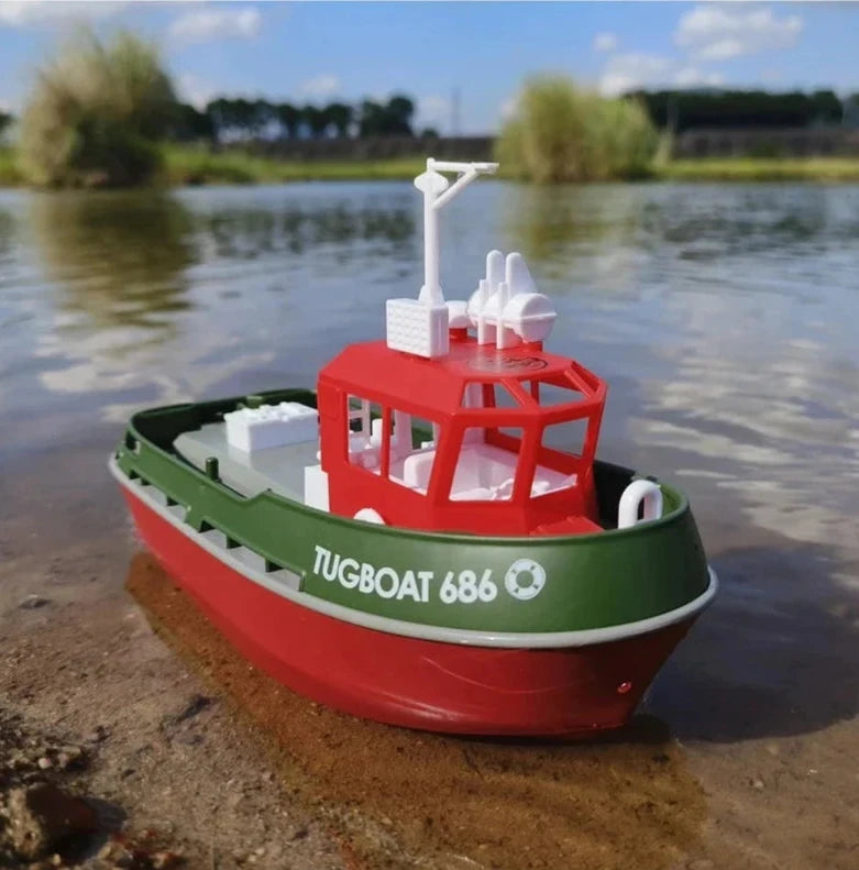 Adventure Tugboat Dual Motors RC Boat With Long Range Control For Thrilling Water Fun - Ormexis