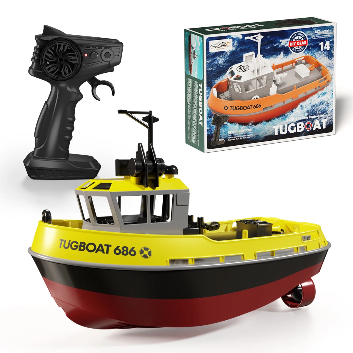 Adventure Tugboat Dual Motors RC Boat With Long Range Control For Thrilling Water Fun - Ormexis