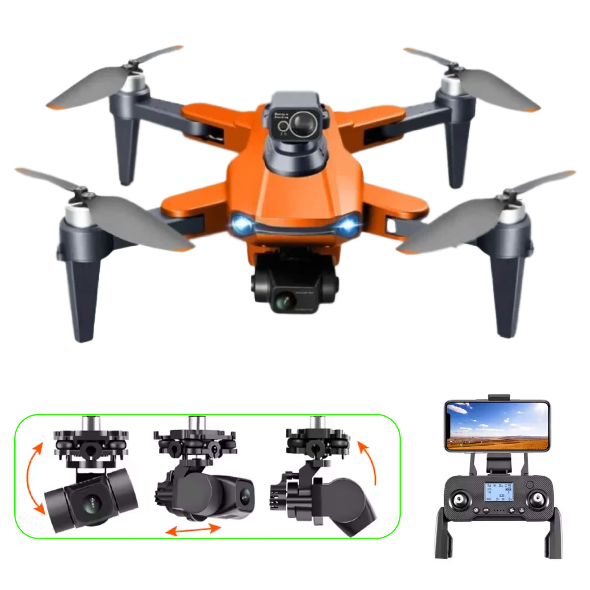 Dron Aerial Vision 8K s dvojitými kamerami a GPS navigací pro stabilní leteckou fotografii - Ormexis