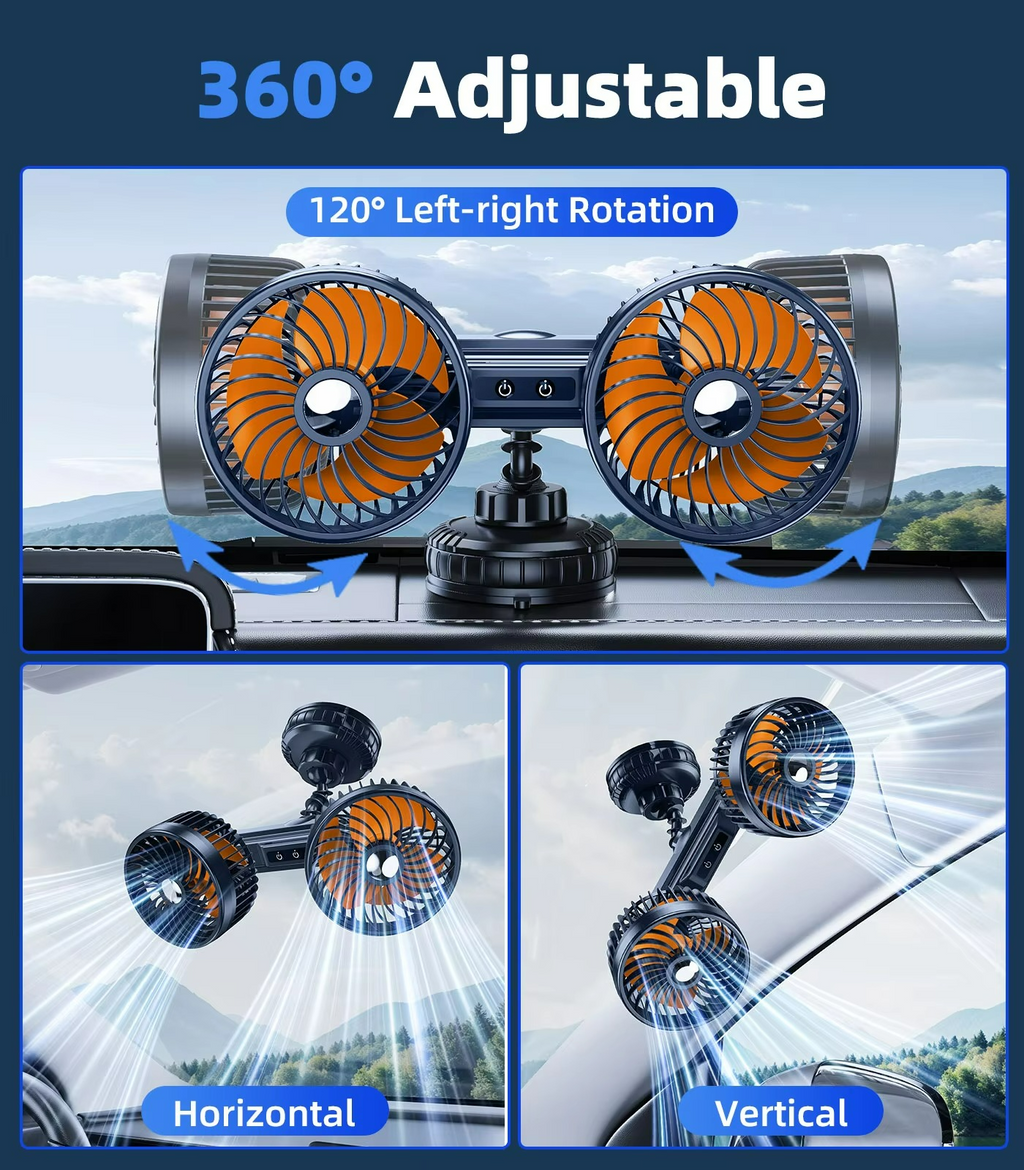 AeroBreeze Draagbare Autoventilator met 4000 mAh Batterij en 3 Snelheidsstanden - Ormexis