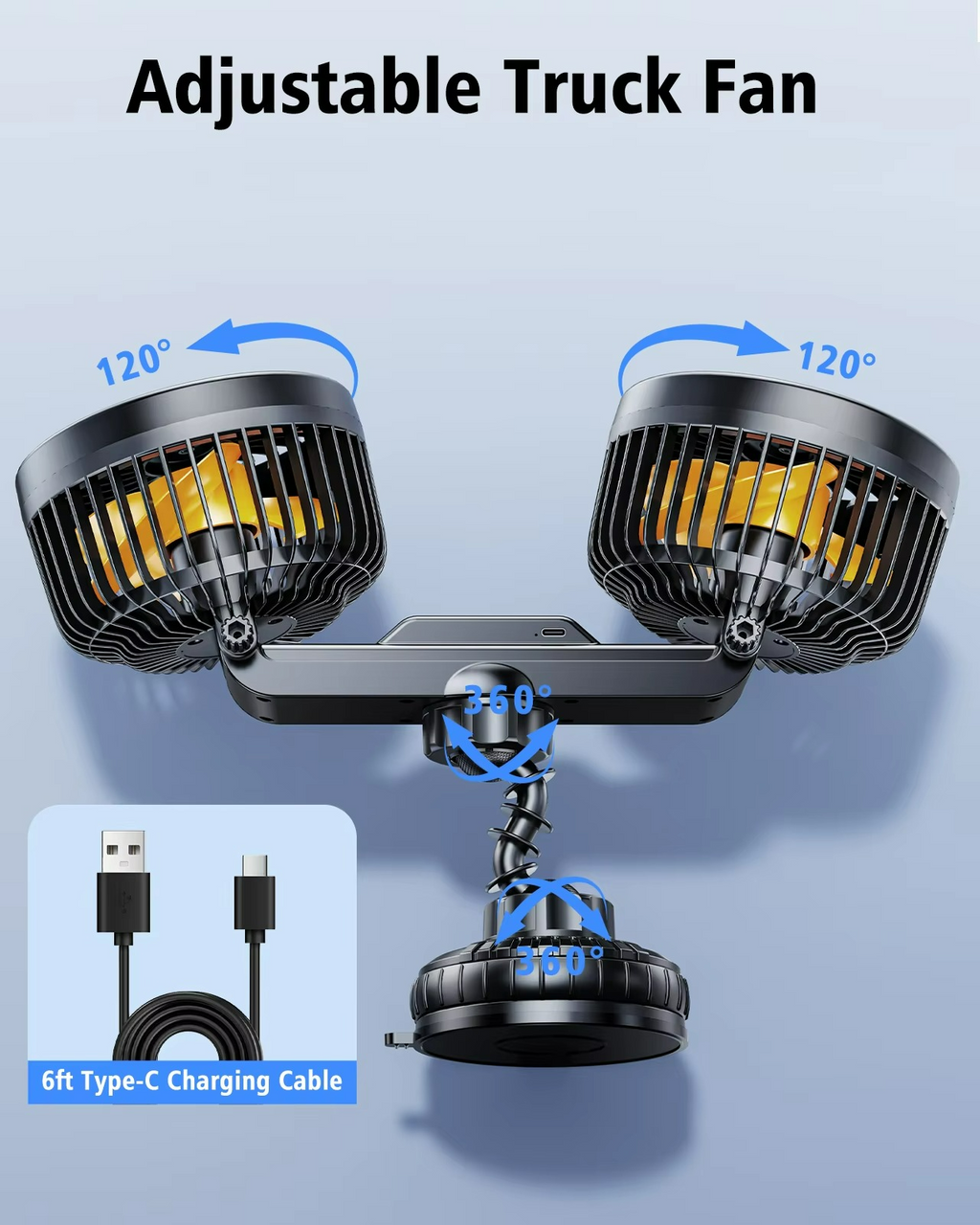 Ventilátor do auta AeroBreeze s baterií 4000 mAh a třemi rychlostmi - Ormexis