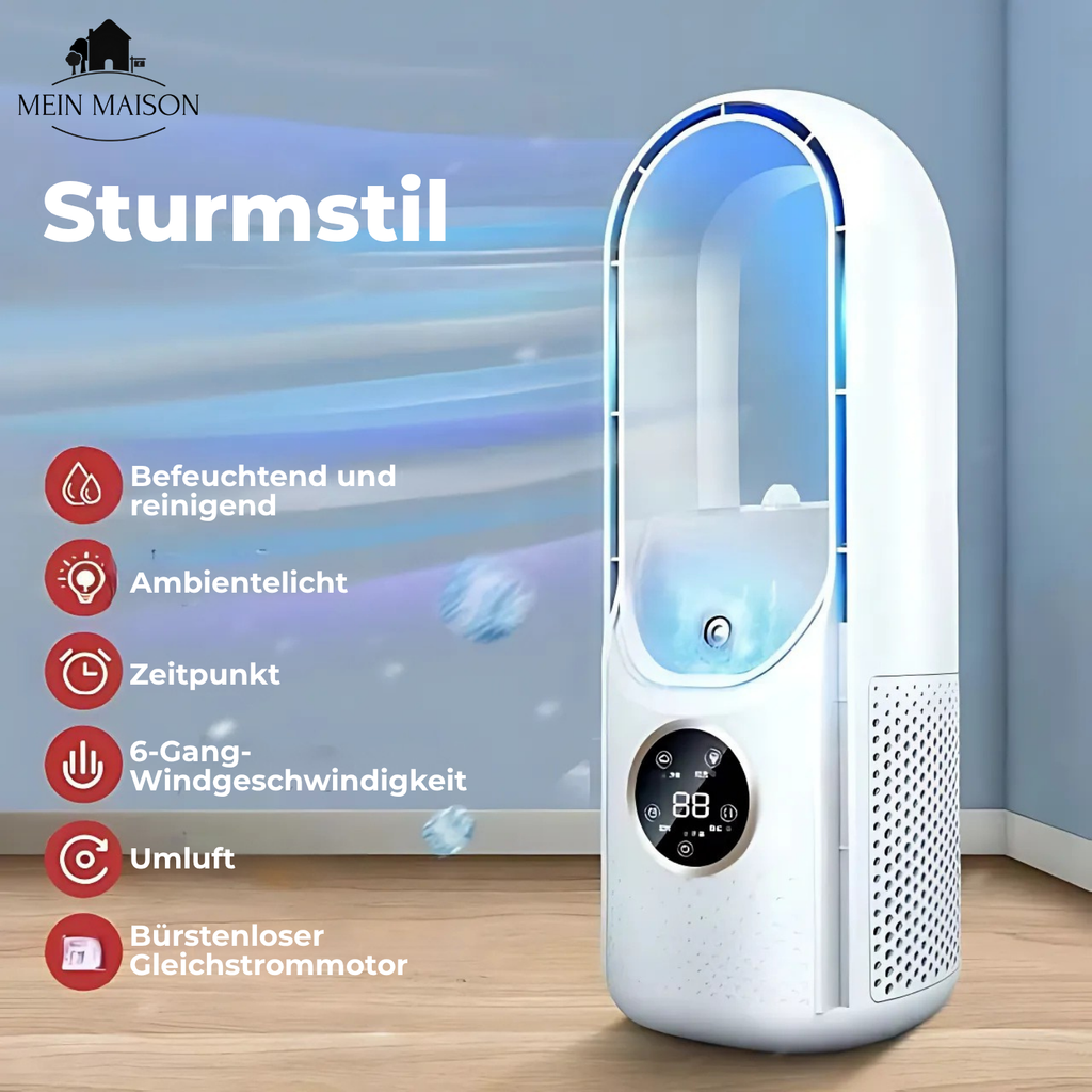 AirCooler Bladeless USB Fan With Timer And Humidification For Quiet Cooling - Ormexis
