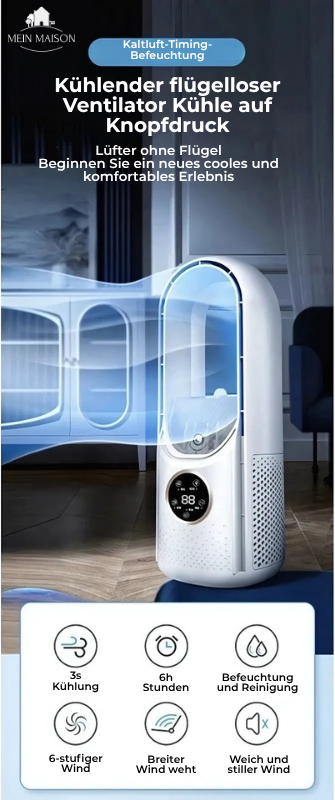 AirCooler Bladeless USB Fan With Timer And Humidification For Quiet Cooling - Ormexis