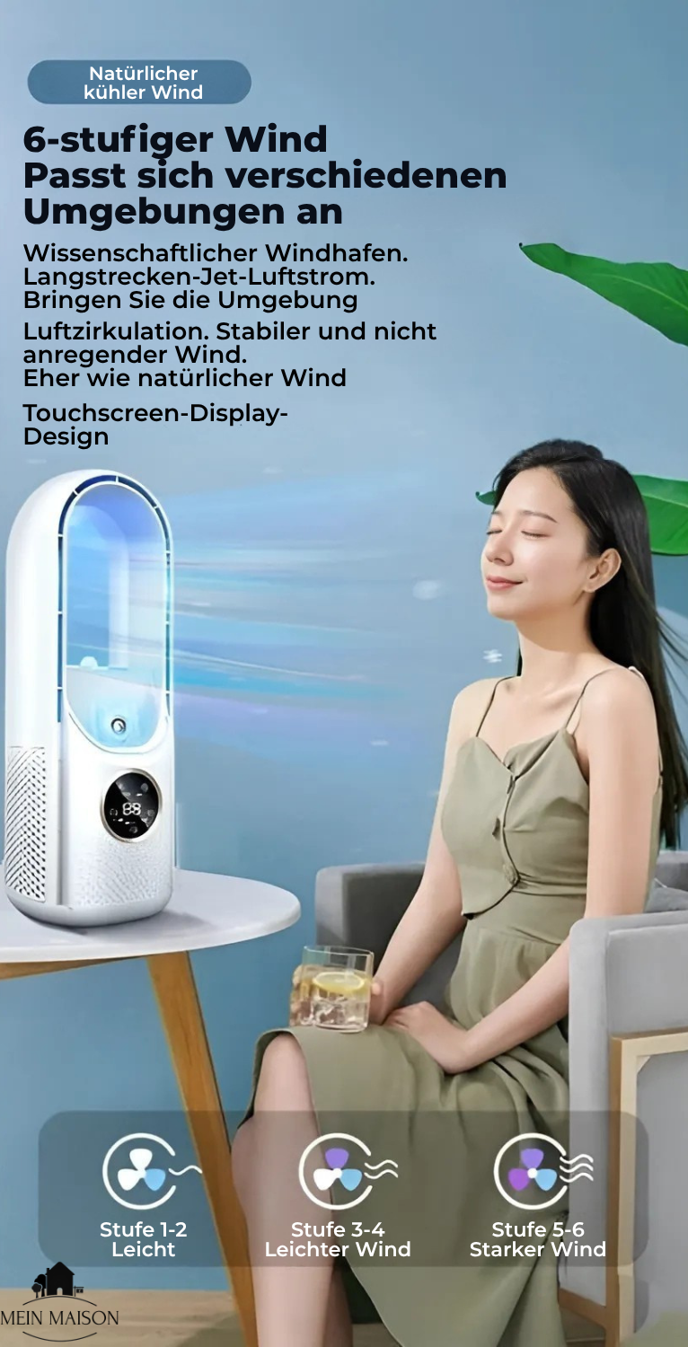 AirCooler Bladeless USB Fan With Timer And Humidification For Quiet Cooling - Ormexis