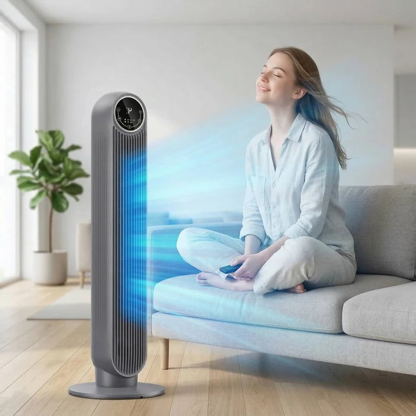 AirFlowMax Tower Bladeless Fan With Eight Speed Settings And Four Modes Quiet Operation - Ormexis