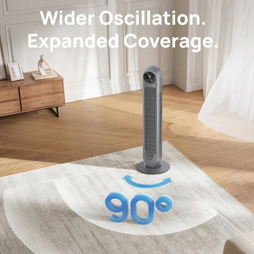 AirFlowMax Tower Bladeless Fan With Eight Speed Settings And Four Modes Quiet Operation - Ormexis
