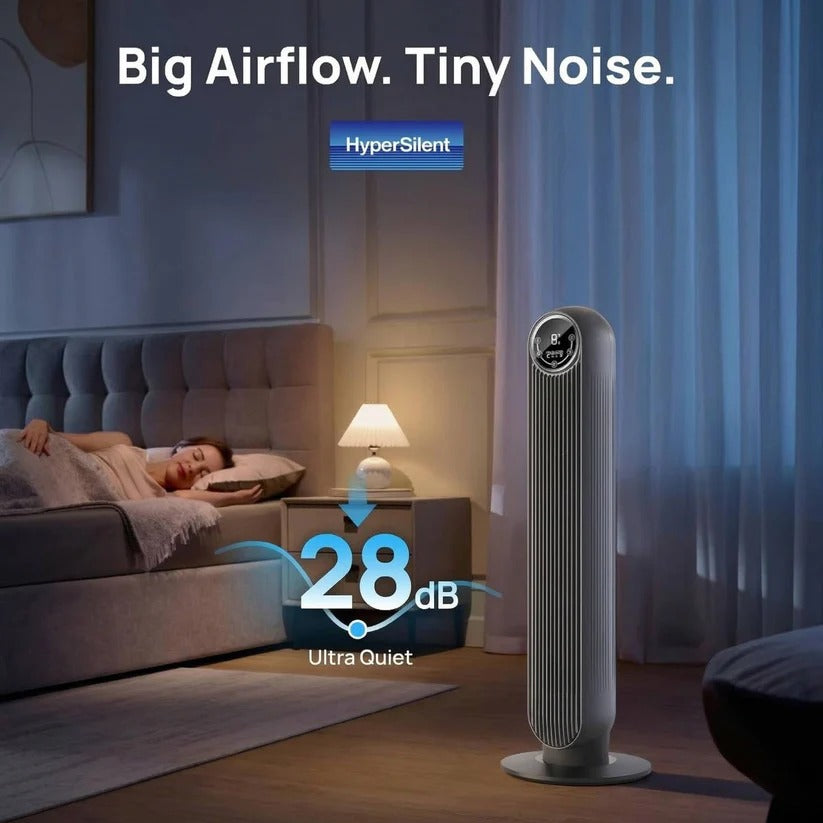 AirFlowMax Tower Bladeless Fan With Eight Speed Settings And Four Modes Quiet Operation - Ormexis