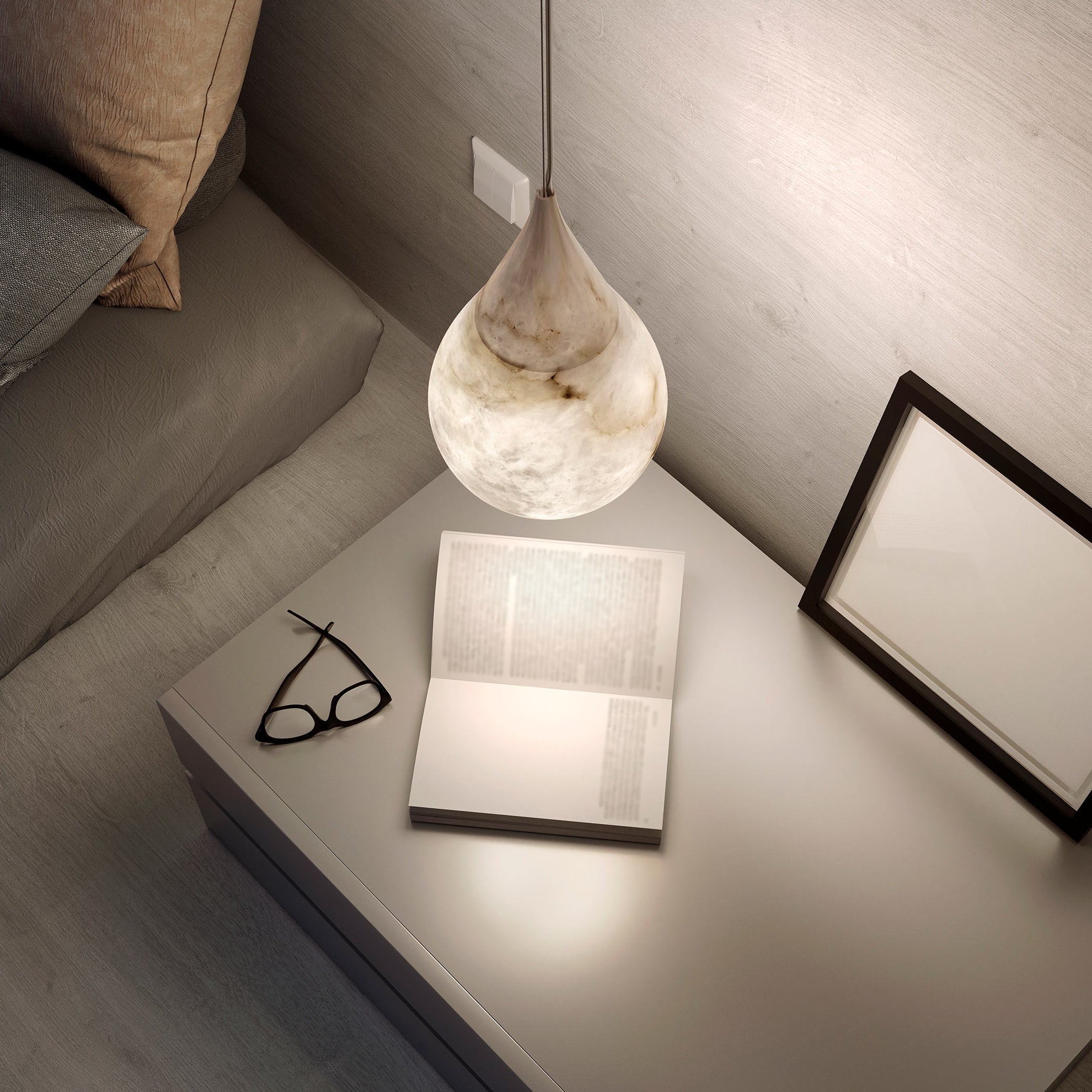 Nastrojowa lampa wisząca z alabastru | Ormexis