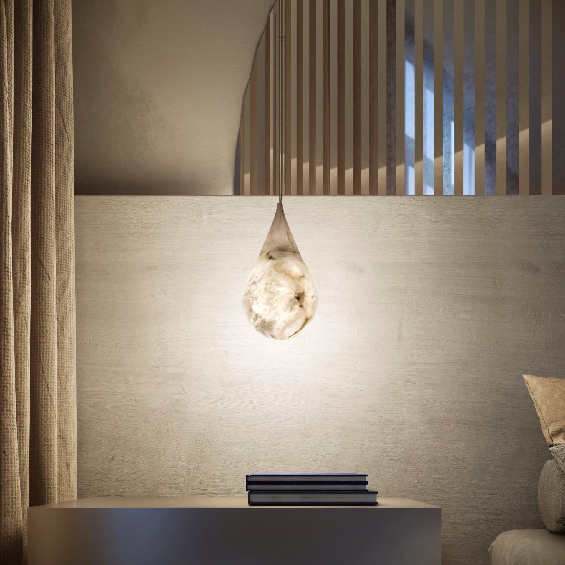Nastrojowa lampa wisząca z alabastru | Ormexis