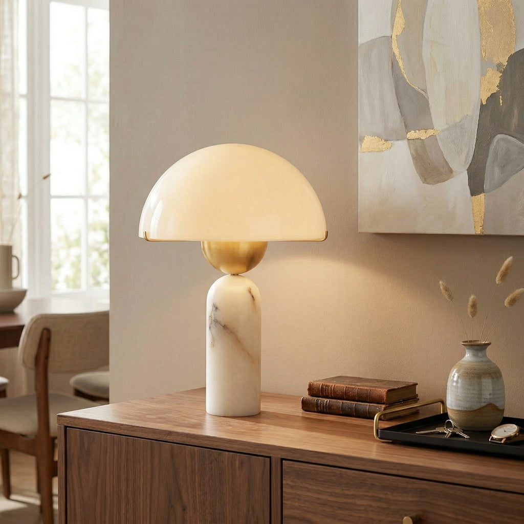 Vellum Alabaster Table Lamp | Ormexis