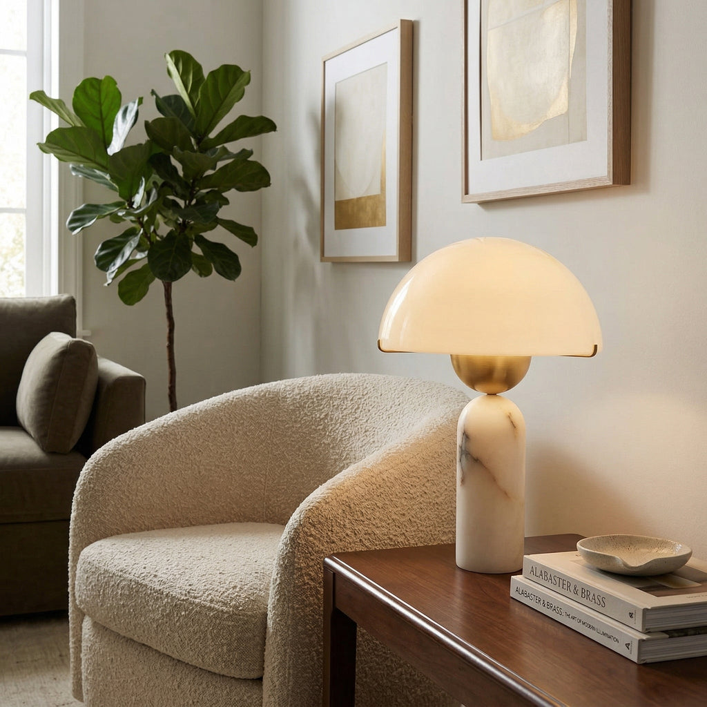 Vellum Alabaster Table Lamp | Ormexis