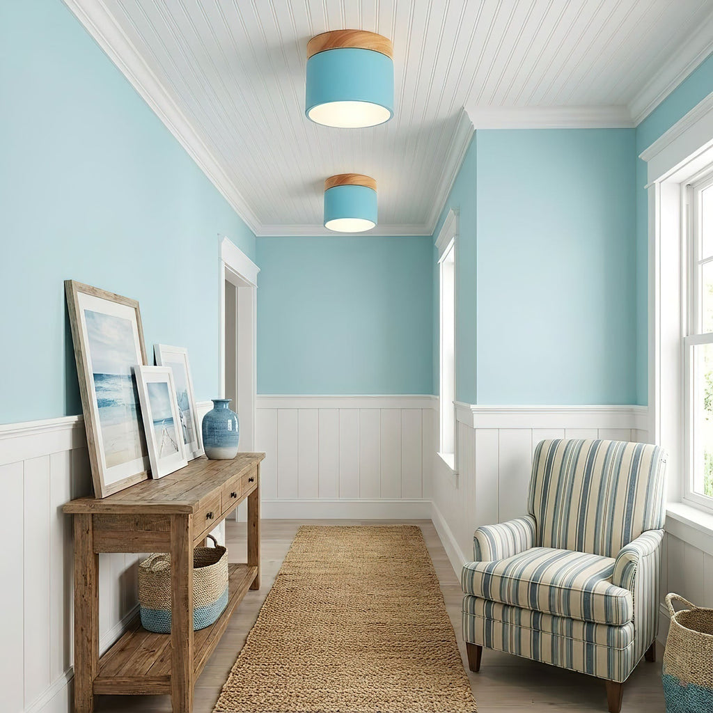 Wood Accent Drum Ceiling Light | Ormexis