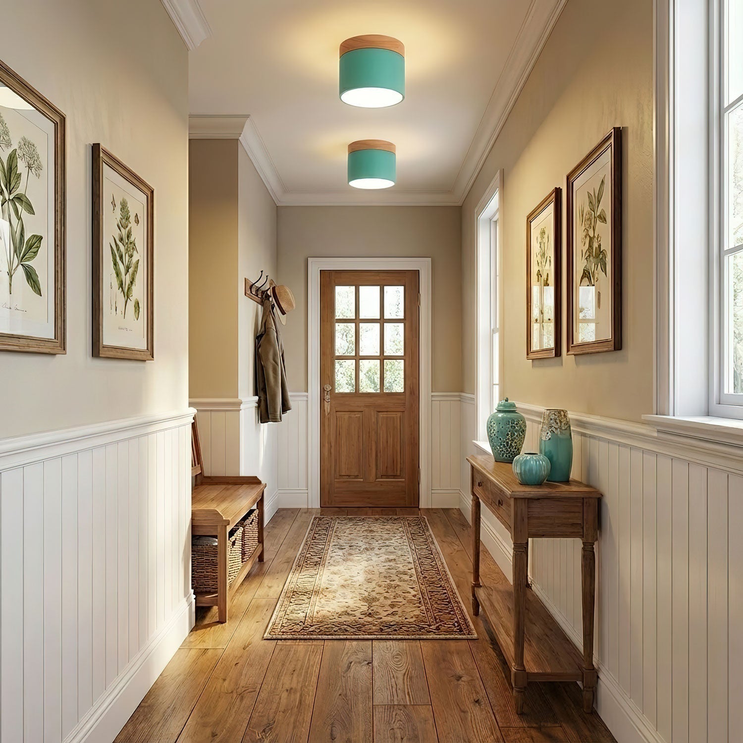 Wood Accent Drum Ceiling Light | Ormexis