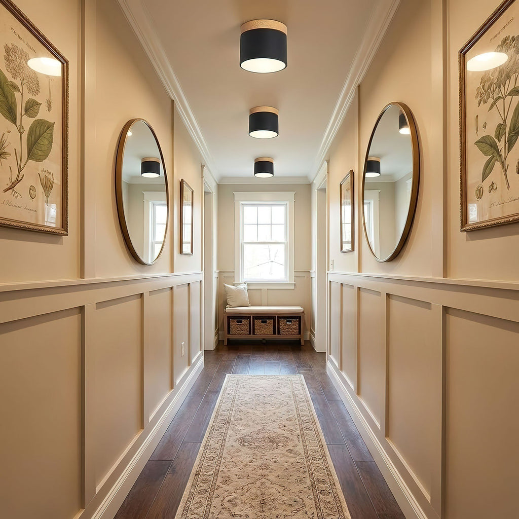 Wood Accent Drum Ceiling Light | Ormexis