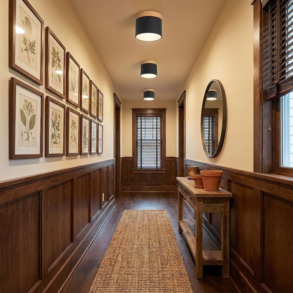 Wood Accent Drum Ceiling Light | Ormexis