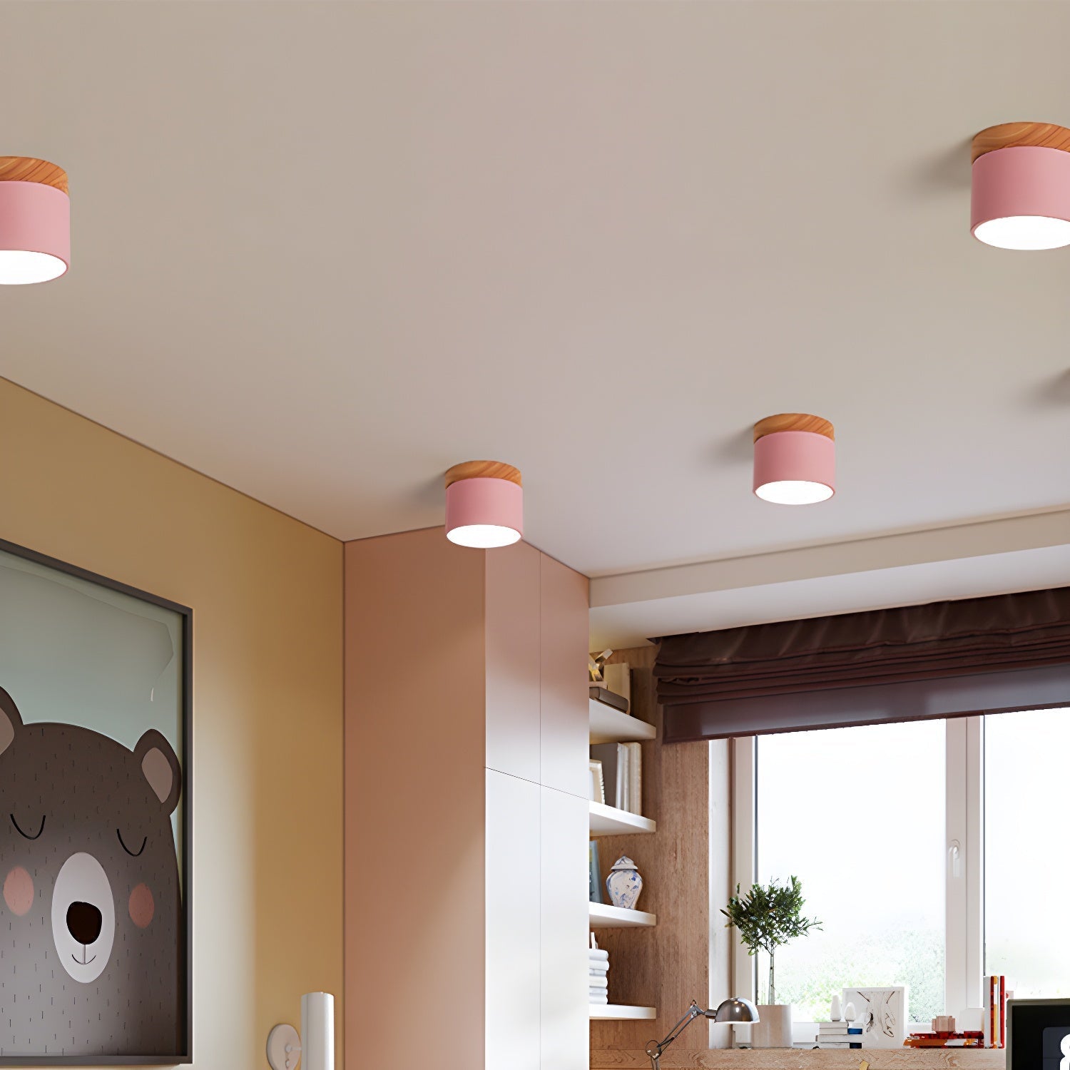 Wood Accent Drum Ceiling Light | Ormexis