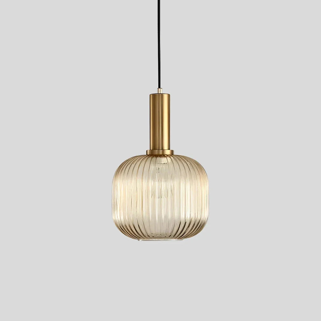 Nordic Glass Pendant Light With Striped Shade Design