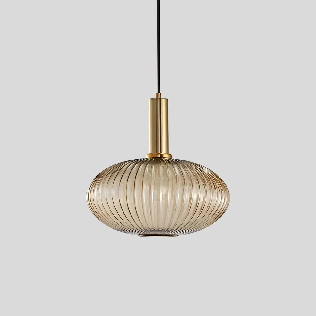 Nordic Glass Pendant Light With Striped Shade Design