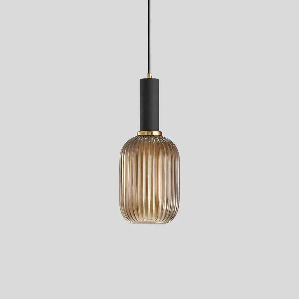 Nordic Glass Pendant Light With Striped Shade Design