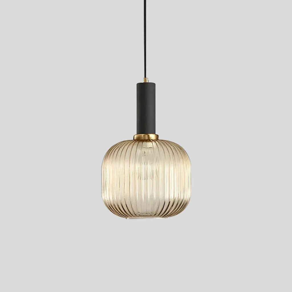 Nordic Glass Pendant Light With Striped Shade Design