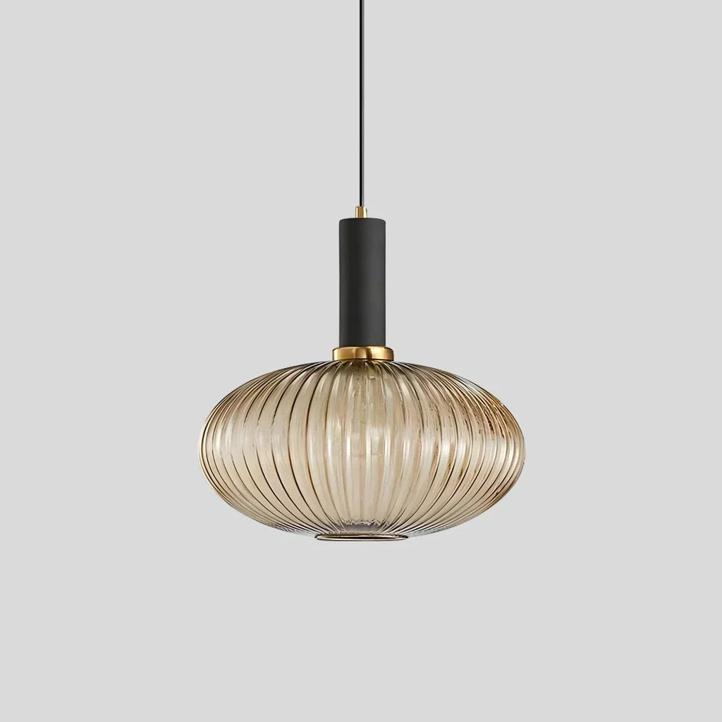 Nordic Glass Pendant Light With Striped Shade Design