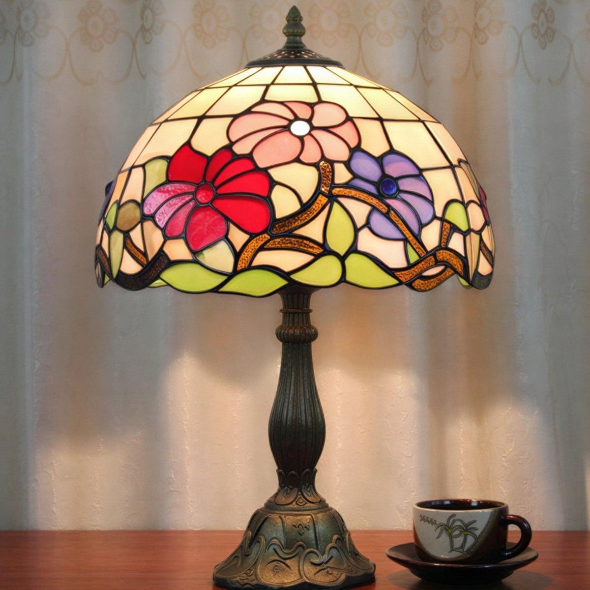 Antike Vintage-Tischlampe aus Buntglas | Ormexis