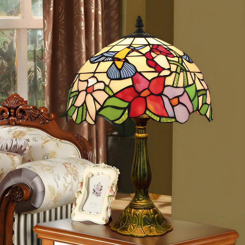 Antike Vintage-Tischlampe aus Buntglas | Ormexis