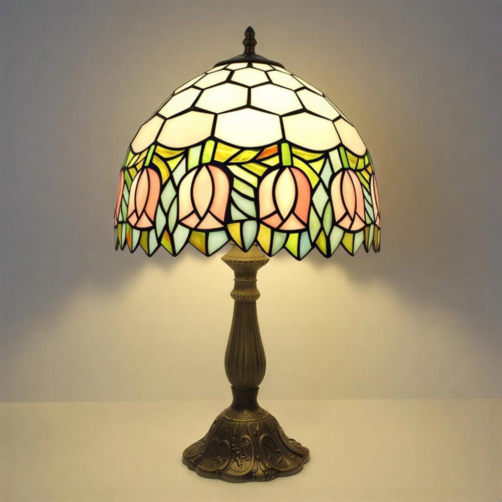 Antike Vintage-Tischlampe aus Buntglas | Ormexis